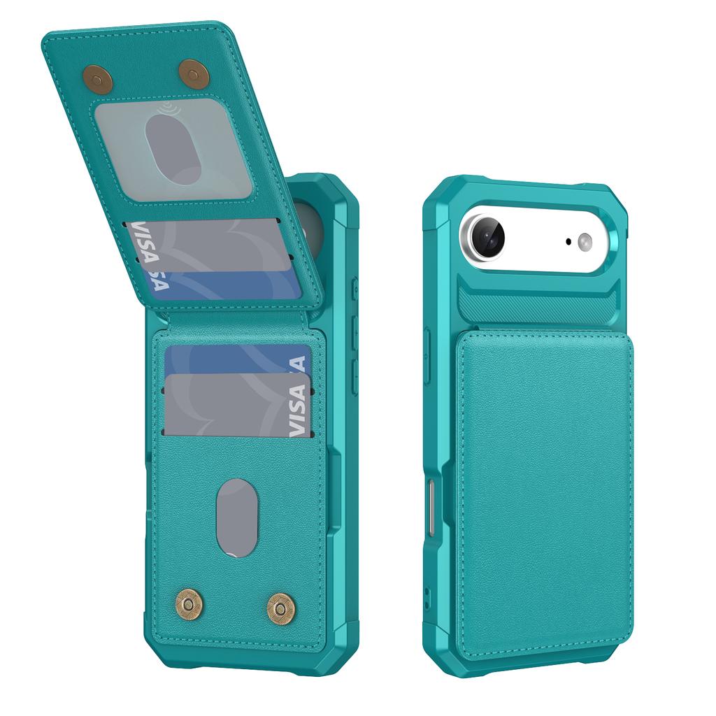 Etui na iPhone Air z miejscem na kartę i podstawką, skóra PU + TPU, Pokrowiec na telefon