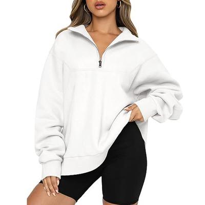 Winter New Solid Color Sweater Standing Collar Women's Casual Fleece Top Coat