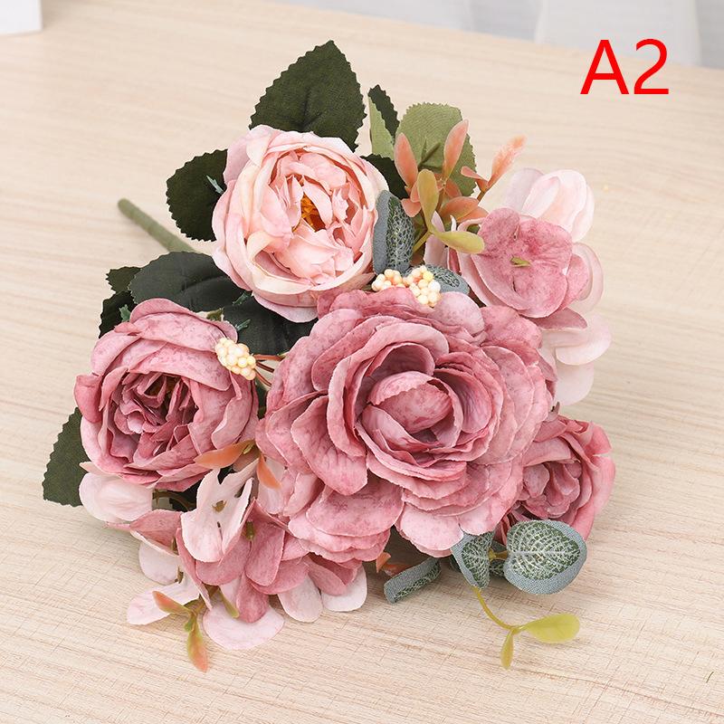 

Docidaci Rose Искусственный цветок Ретро Шелковый Букет Невесты Гортензия Пион Винтажные Искусственные Цветы Украшения Для Дома Свадебные Аксессуары A2