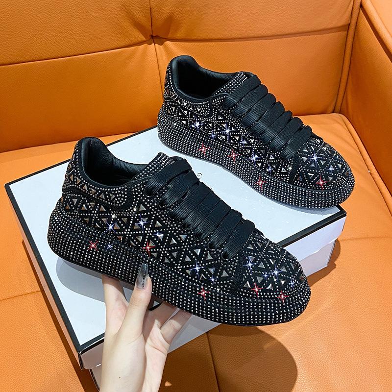 Spring Full Diamond Men's and Women's Shoes Platform Sports Dad Shoes Women's Casual Shoes Rhinestone McQueen Board