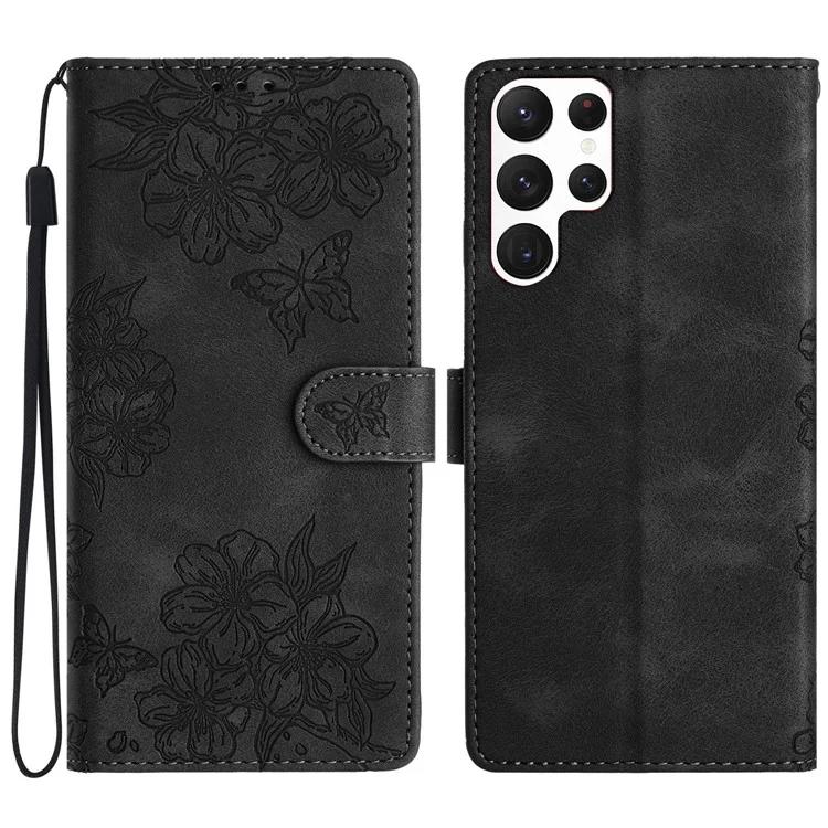 

For Samsung Galaxy S22 Ultra 5G Wholesale Phone Stand Case Imprinted PU Leather Phone Cover