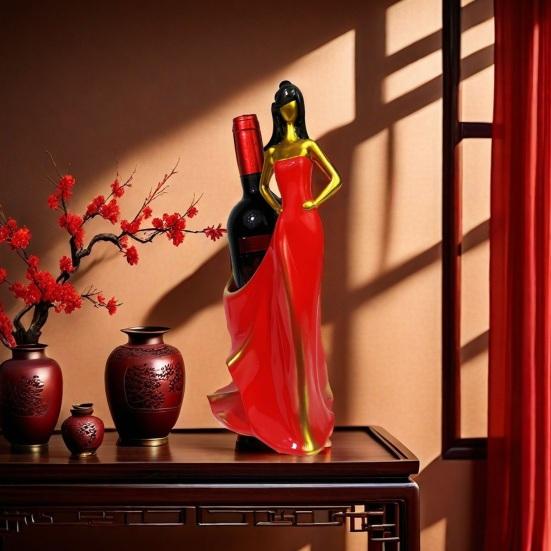 Woman Shape Wine Rack Resin Lady Figure Bottle Holder for Tabletop