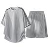 Men's Casual Jacquard Stripe T-Shirt & Shorts Two-Piece Set