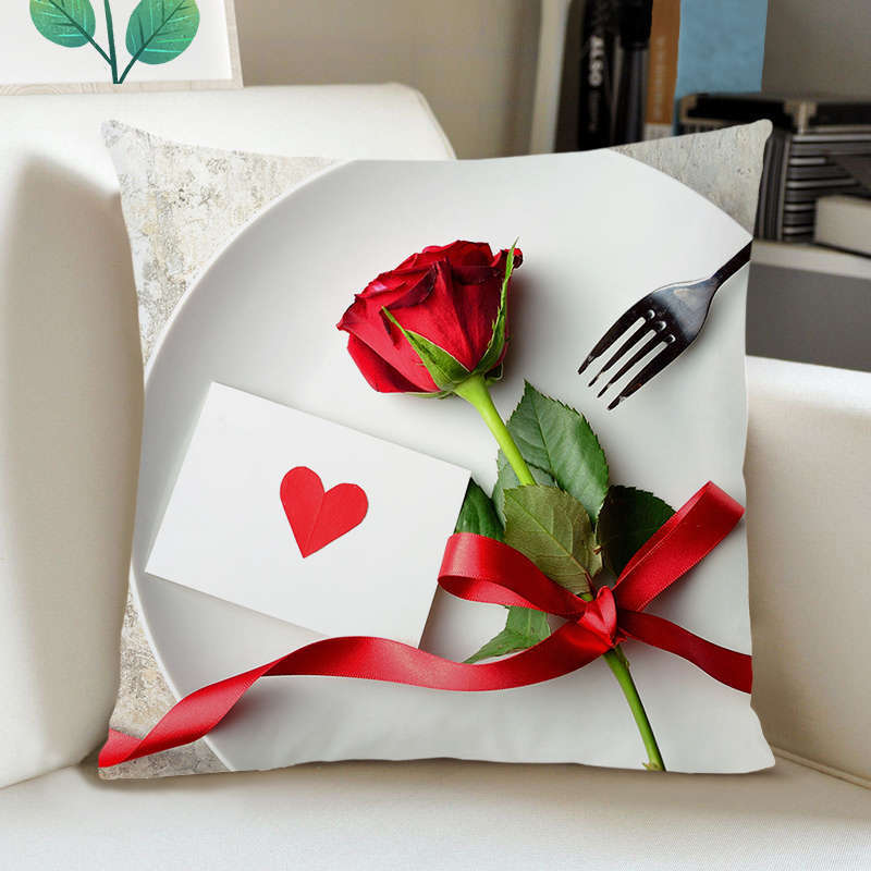 Greeting Card European Bow Gift Peach Skin Valentine's Day Pillow Case Pillow Car Sofa Cushion Cushion
