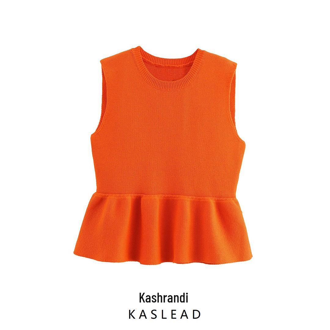 

Spring 2025 Women s Sleeveless Knit Top with Short Skirt Hem M