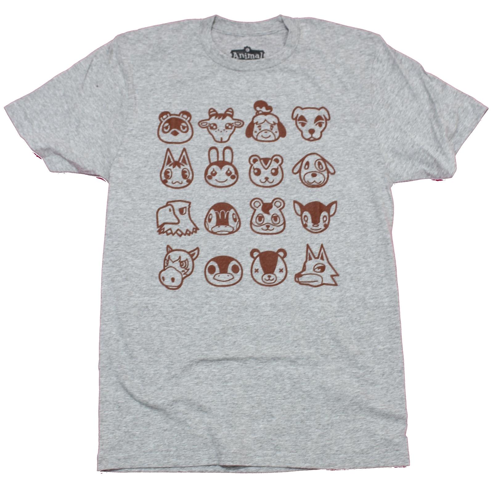Animal Crossing Adult New T-Shirt - 16 Simple Character Head Pics M