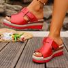 Spliced Wedge Mopping Women's Round Toe Open Toe Platform Anti-Slip Wear-Resistant Kitten Heel Shoes