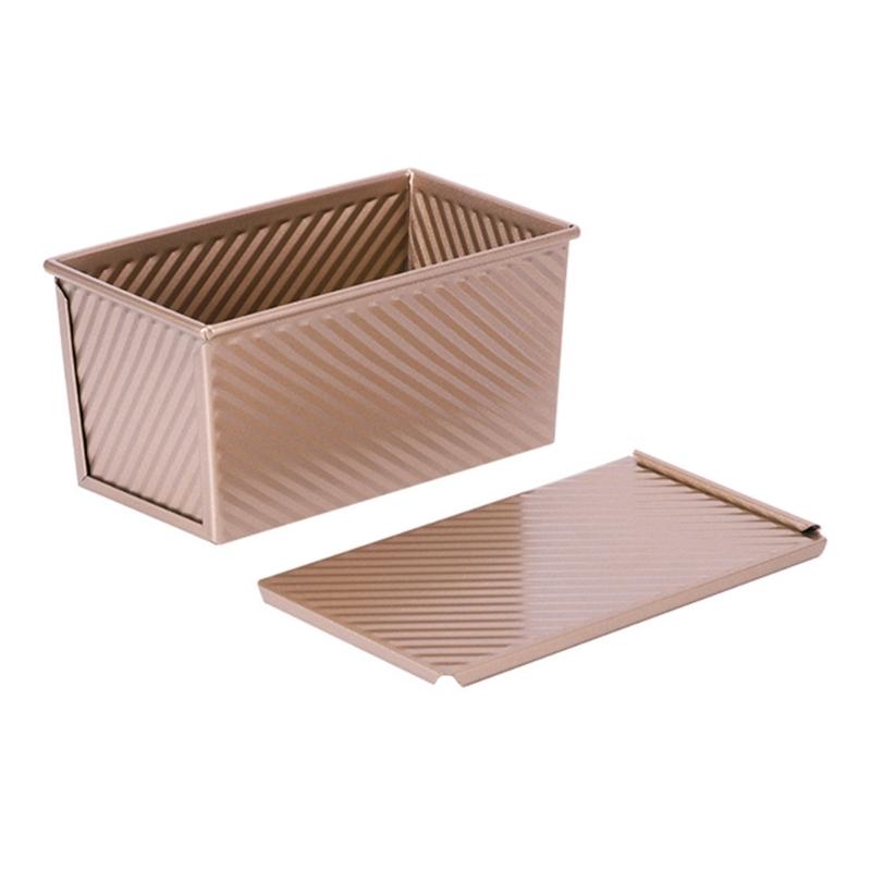 Pullman Loaf Pans with Lid for Homemade Bread Nonstick Corrugated Carbon Steel Bread Toast Box with Cover for Bakeware