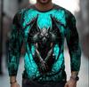 Herren Langarm-T-Shirt Horror-Kreatur 3D-Druck Gothic-Stil Halloween-Party Tägliches Streetwear Lässiges Oberteil