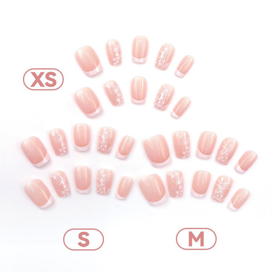 30 Stück Einfache weiße Blume sanftes Temperament Nailart-Stücke niedlich und süß Nische kurz 30 Stück Tragenagel