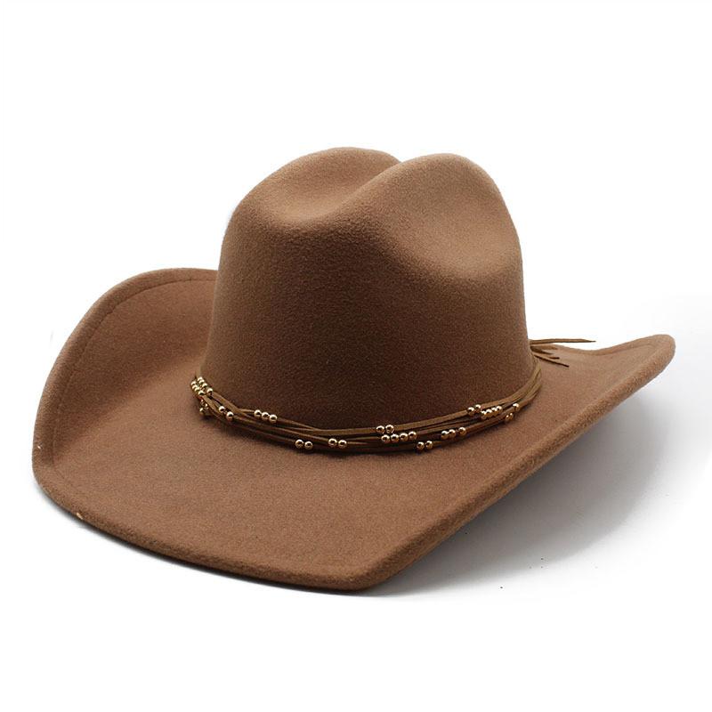 Classic Wool Felt Western Cowboy Hat With Wide Brim For Summer Outdoor Activities