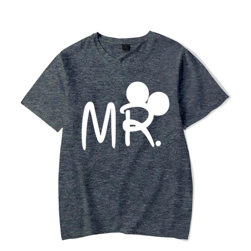 Kreslená myš MR MRS Potisk Pár Tričko Léto Krátký rukáv Tričko Potisk písmen T Móda Ležérní Volné Milenci Tričko Unisex