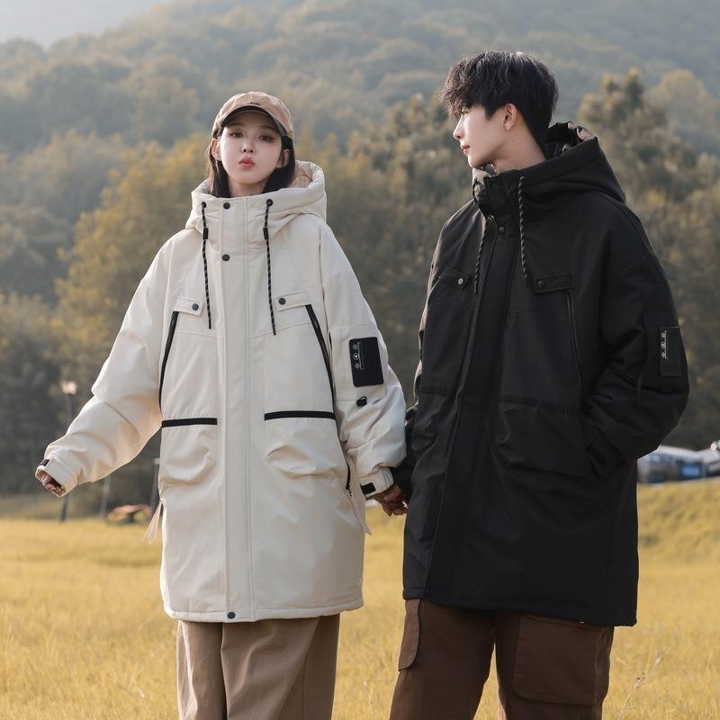 Nouvelle doudoune blanche hivernale, doublure coupe-froid, mi-longue épaisse chaude et résistante au froid, veste de couple