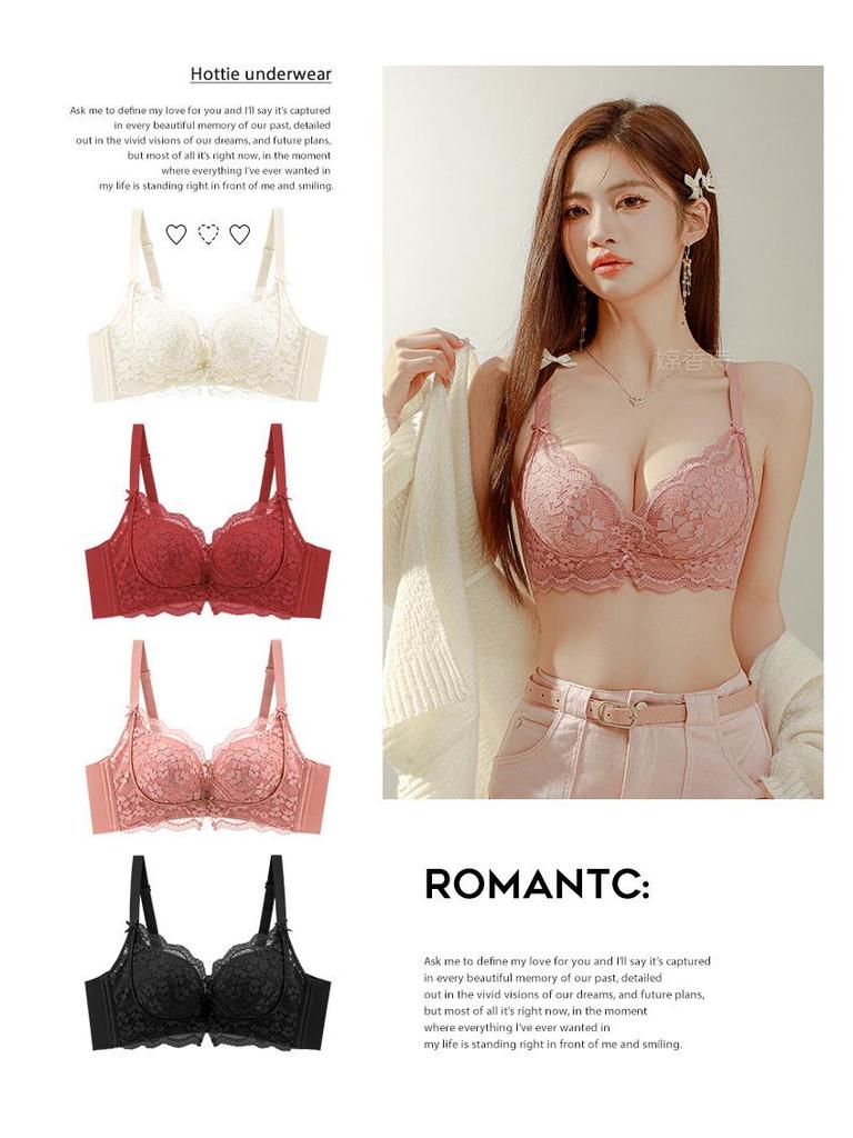 Enhancing Women's Small Chest Anti-Sag Lace Bra with Side Support & Adjustable Comfort