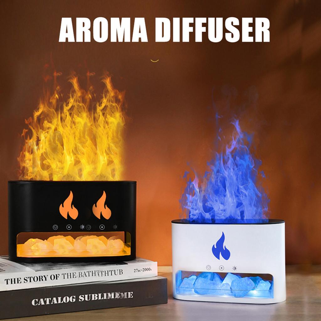 250ml Aromatherapy Essential Oil Diffuser Type C USB Powered Auto Shut Off Night Light 4 Color Flame Salt Lamp Diffuser