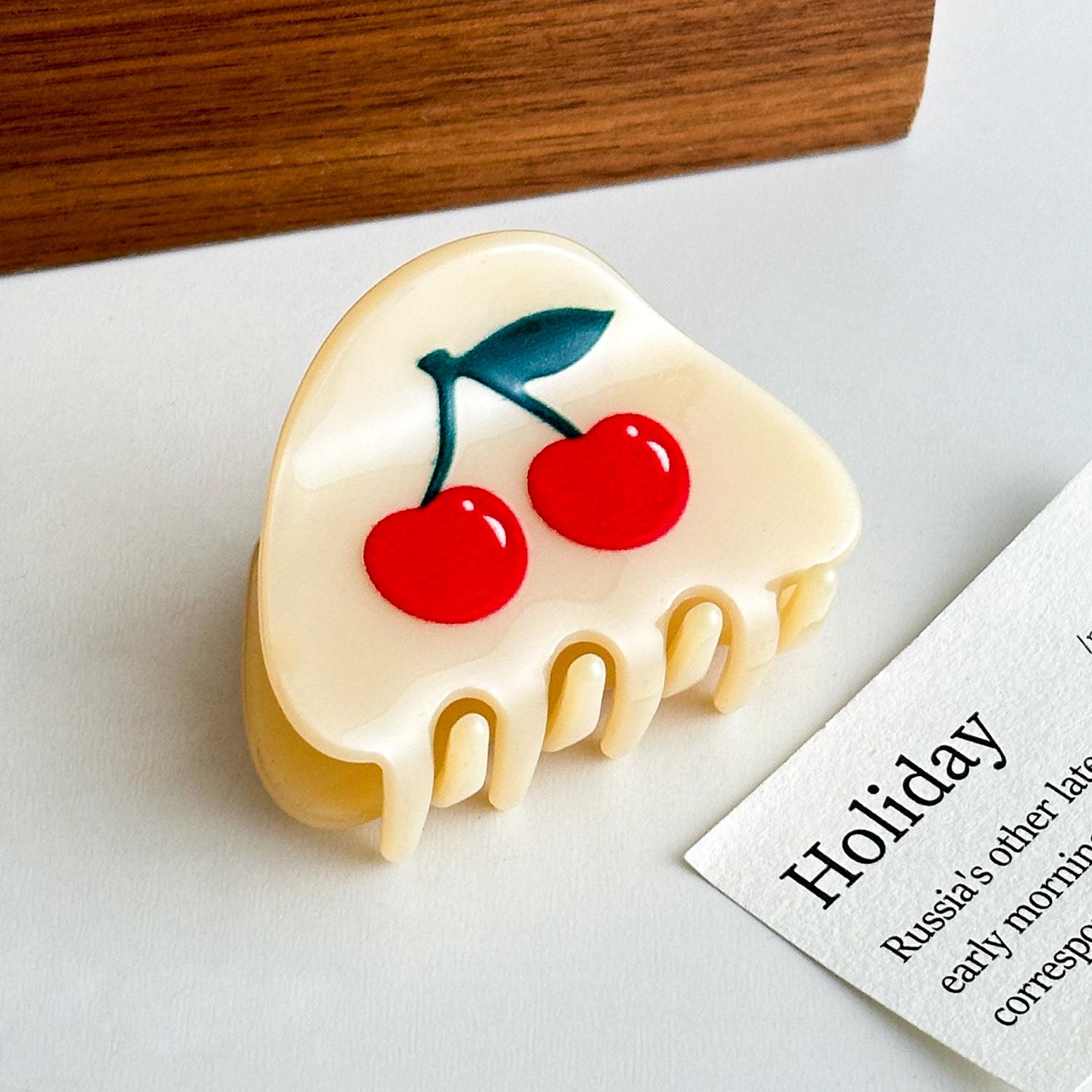 

Прекрасные ацетатные заколки-крабы для волос для женщин с красочными цветочными и вишневыми узорами Cherry5.1cm