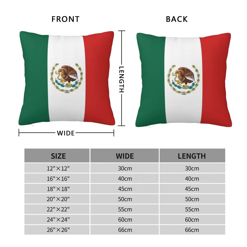 Poszewka na poduszkę z flagą Meksyku Poliestrowa poszewka na poduszkę Pokrowiec na poduszkę do domu, biura, samochodu Dekoracyjne poduszki na sofę Poszewki na poduszki dekoracyjne 45x45cm