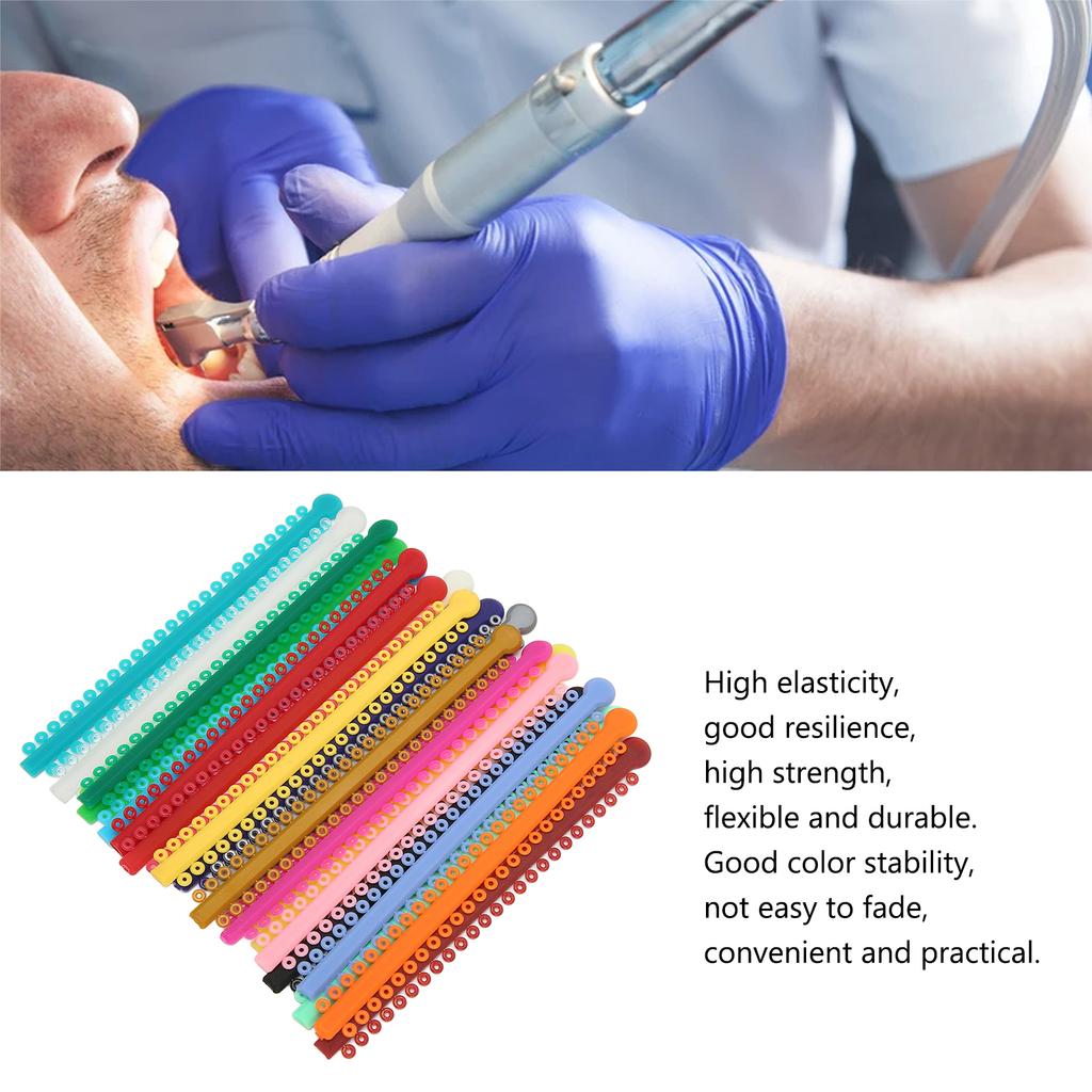 20 Strips Orthodontic Ligature Tie PU Elastic Multi Color Orthodontic Ligature Ring Accessory