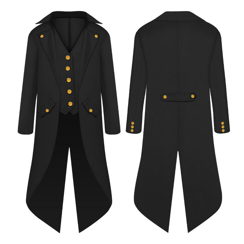 Men Medieval Victorian Costume Tuxedo Gentlema Tailcoat Gothic Steampunk Trench Coat Frock Outfit Overcoat Uniform for Men