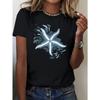 Women's T-shirt Starfish with Water Patterns Printed Casual Streetwear Short Sleeve Women Top Comfortable Fit Clothing