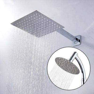 8 Inch Large Round Square Shower Overhead Rainfall Chrome Stainless Steel