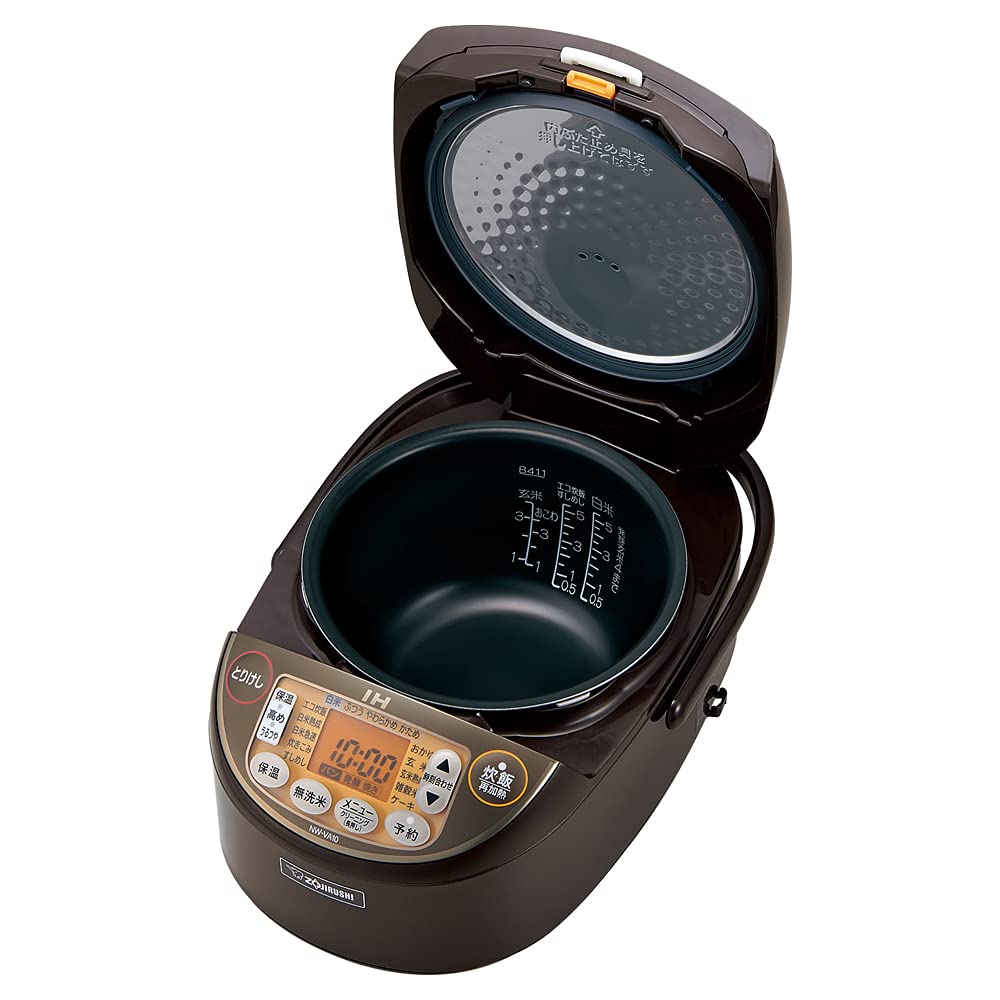 Zojirushi Rice Cooker 1 Sho IH Type Extra Cooking Black Maru Thick Pot Keeps Warm for 30 Hours Brown (10 Cups) NW-VA18-TA