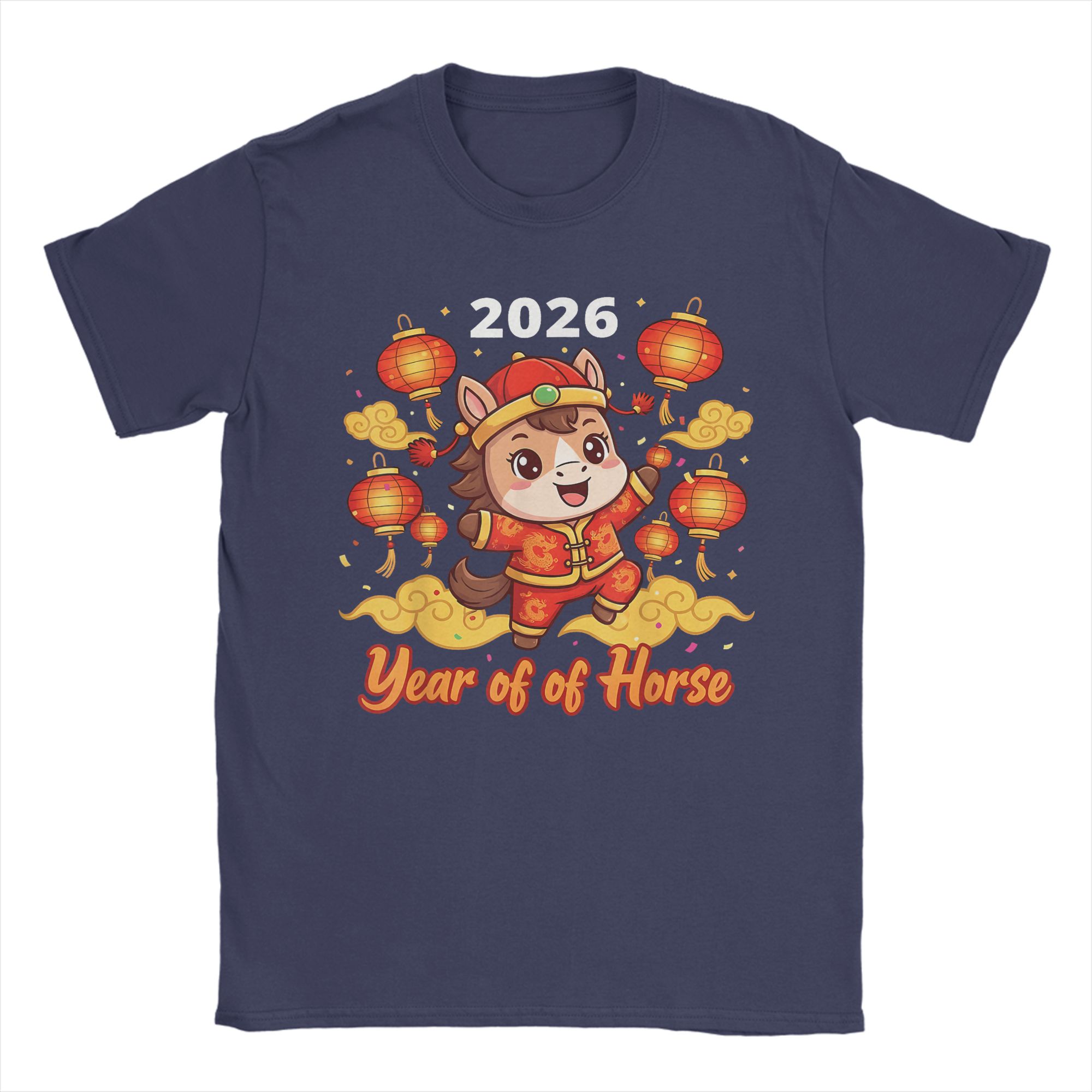 

Casual TShirt Beach New Year 2026 Horse Happy Chinese New Year 2026 Hippie T Shirts Cotton Tee Shirt for Men Y2K Clothing 4XL