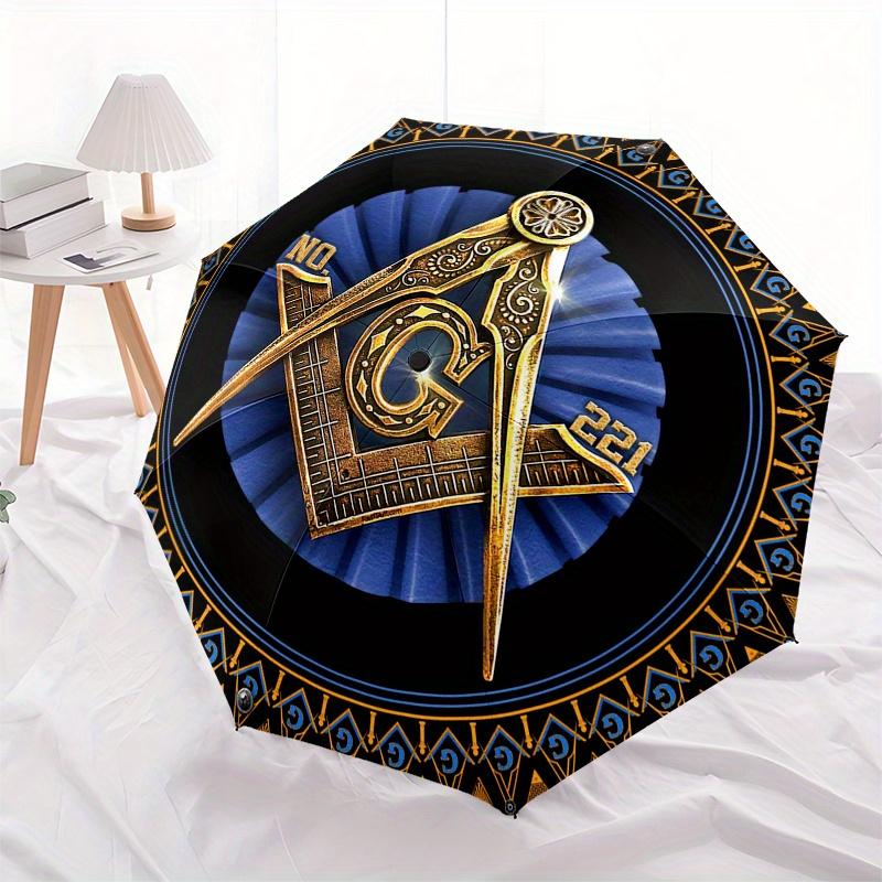 Masonic Square and Compasses Symbol  Umbrella, Portable 3-Fold Umbrella for Men & Women