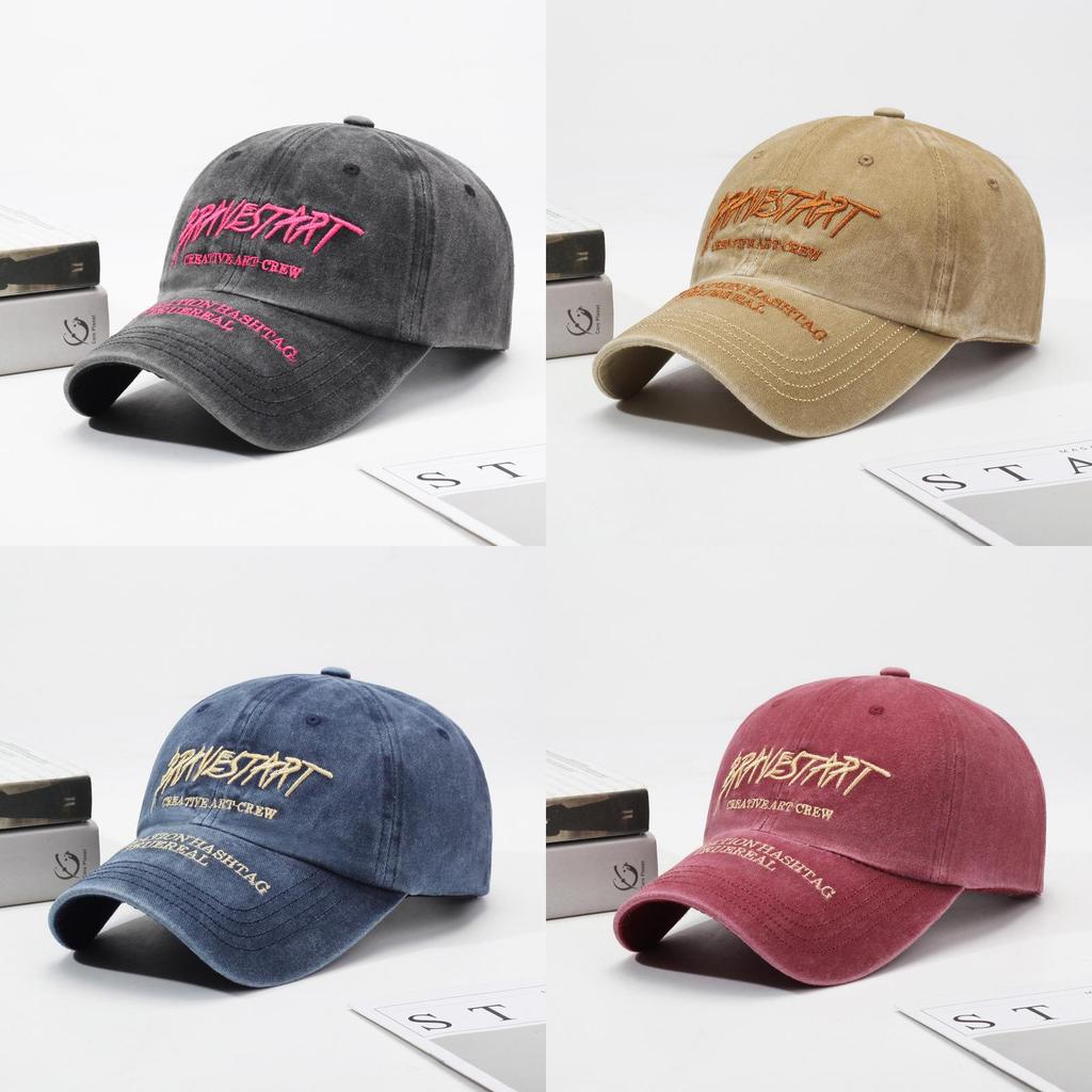 Cotton Baseball Cap With Embroidered Letters Sunshade Adjustable For Spring Summer Men Women