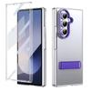 KEYSION Transparent Case for Samsung Galaxy Z Fold 7 Hard PC Metal Kickstand Shockproof Phone Cover with Glass Screen Protector