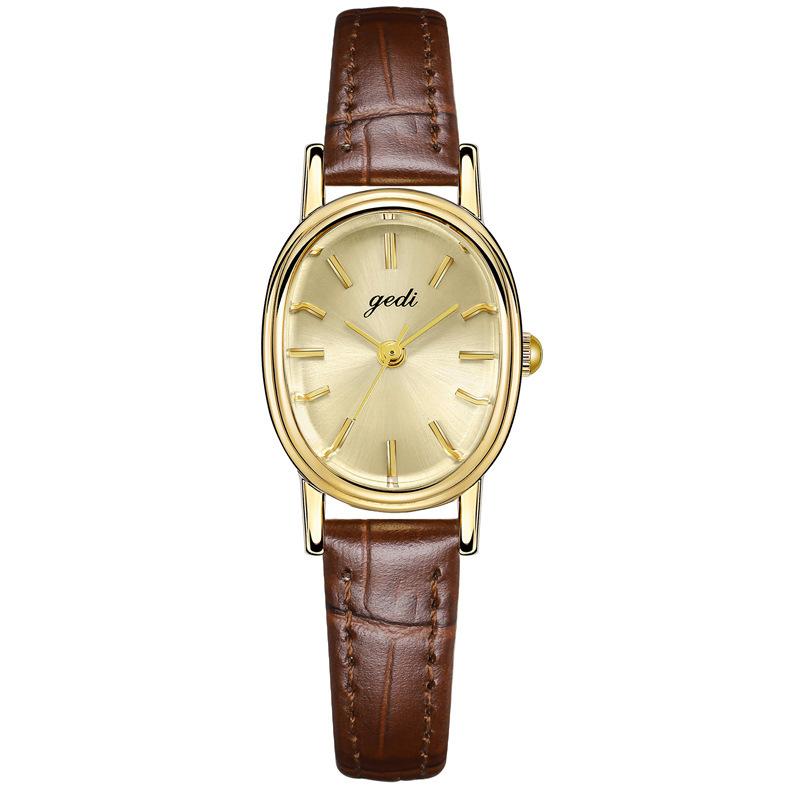 Women'S High-Value Watch, Simple Niche High-End Oval Women'S Watch, Leather Waterproof Quartz Watch