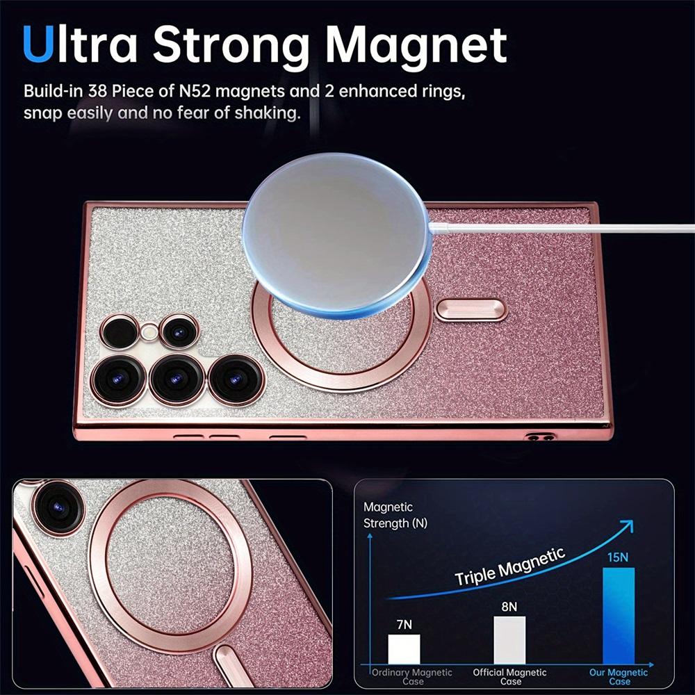 Capa BlingBright para Samsung Galaxy S24 S23 S22 S21 S20 Ultra Plus FE Glitter Case Note20 Ultra Plate Wireless MagSafe Magnetic