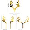 2pcs/set Gold Acrylic Deer Antler Cake Plug-in for Christmas New Year Birthday Party Cake Topper DIY Decoration Supplies