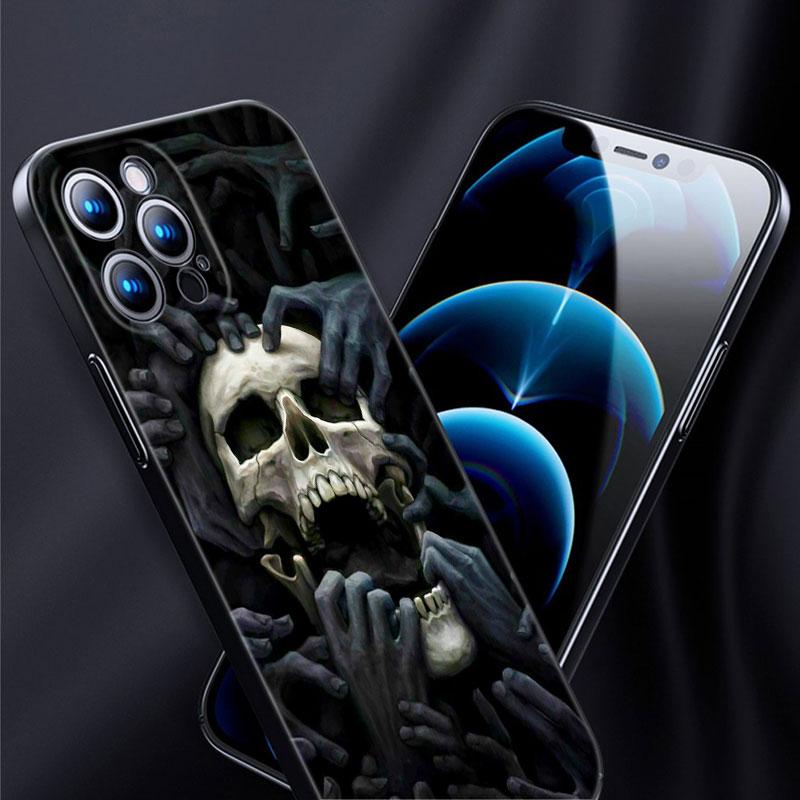 Satanic Scary Skull Phone Case For Apple iPhone 13 12 Mini 11 Pro XS Max X XR 8 7 6S 6 Plus SE 2020 5S 5 Soft TPU Black Cover