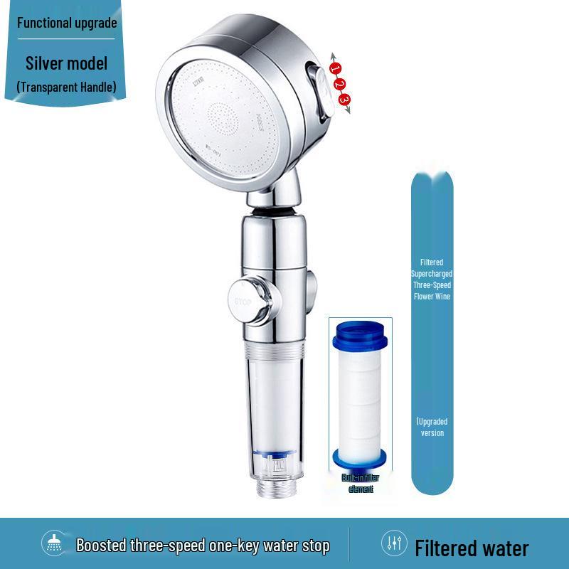 Triple-Mode Handheld Shower Head with Pressure Boost & Water Purification Filter