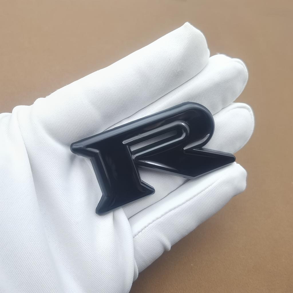 1pc 3D Zinc Alloy R Logo, Car Side Fender Rear Trunk Emblem Badge Sticker, Car Decoration Accessories