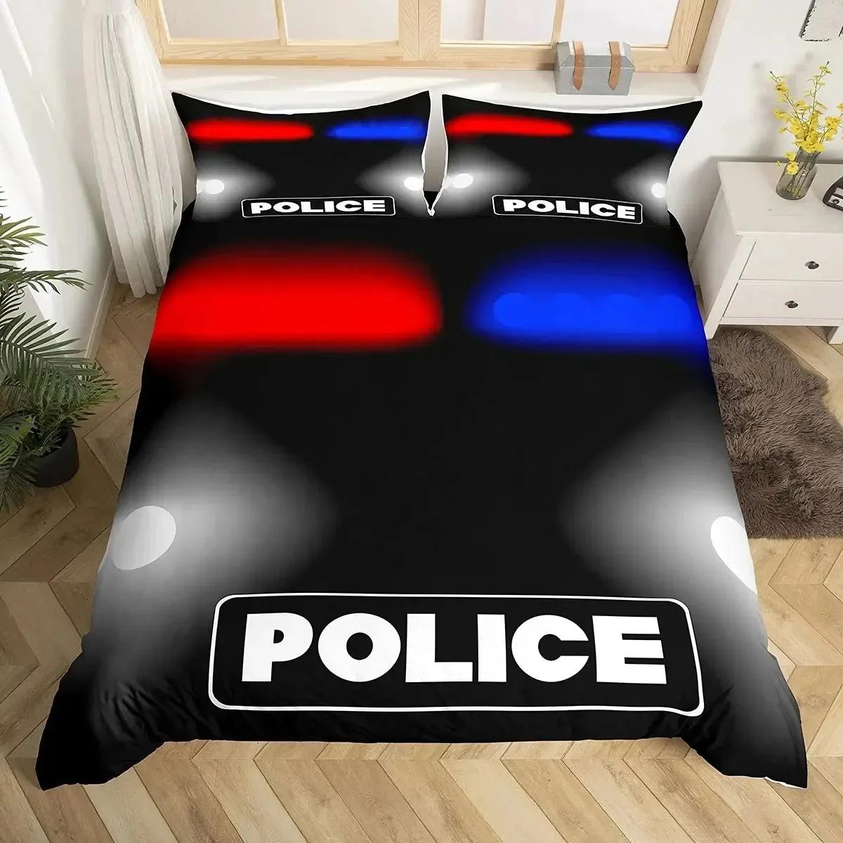 

Comforter Cartoon Police Car Bedding Set Single Twin Full Queen King Size Polyester Aldult Kids Comforter Set Comforter (quilt)-EU Single(135*200cm)3pcs