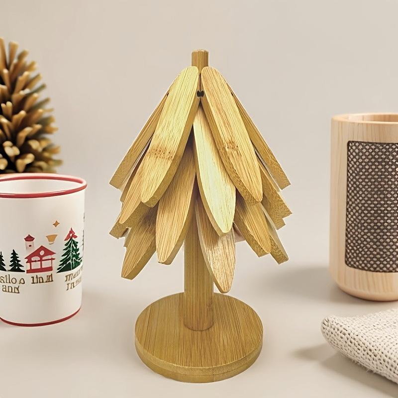 Bamboo heat-resistant mat, suitable for hot dishes and quartz pots, tripod set, 4 bamboo placemats, household use, cup coaster.