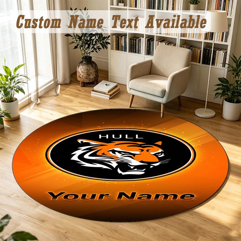 Round Rug Custom NameHull City Pattern Non Slip Carpet Home Floor Decor