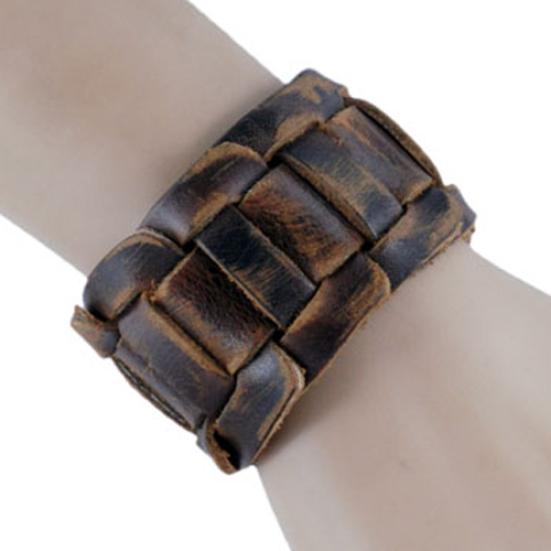 Retrovevd armbånd i kunstskinn Snaps Feste Armbånd Smykkegave for menn