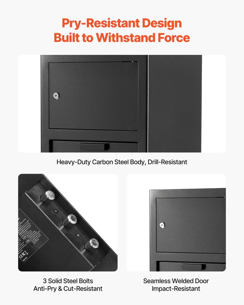 3.6 Cubic Feet Drop Safe, Large Capacity Front Drop Slot Safe Box with Digital Keypad, Heavy Duty 3 Tiers Cash Depository Box with Spare Keys for