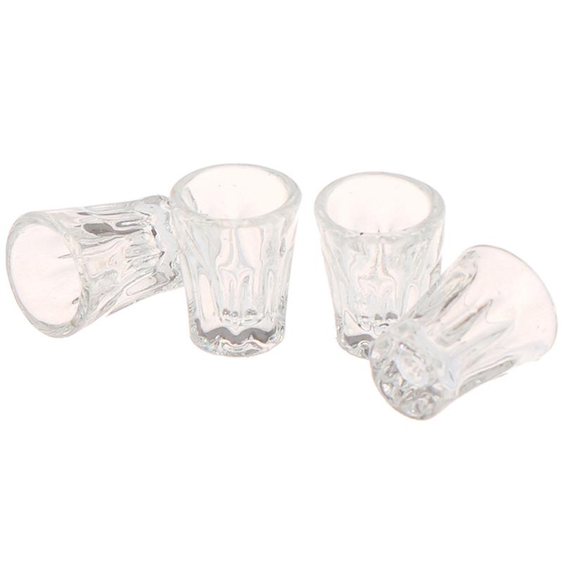 4Pcs/Set Dollhouse Miniature Accessories Mini Resin Transparent Cup Simulation Model