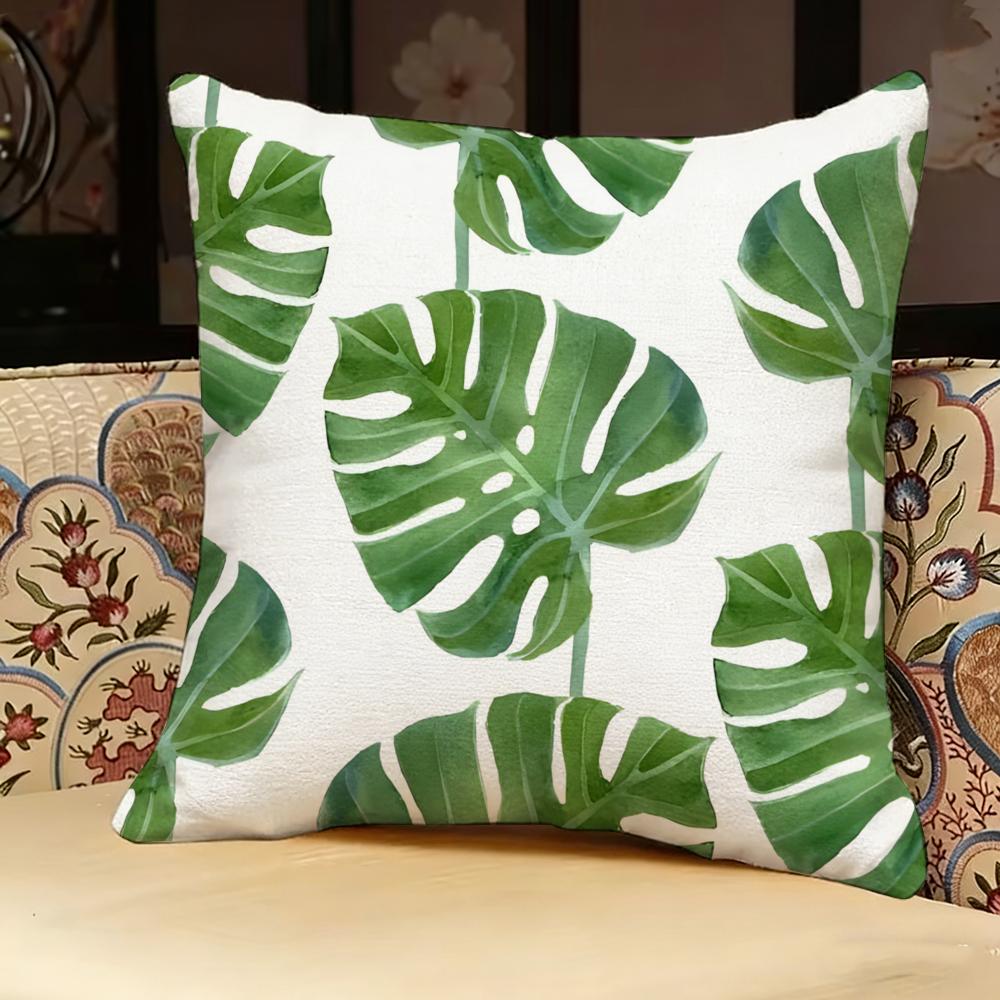 Modern Style Leaf Pillow Case Pillowcase, Double-Sided Printed, Sofa Cushion, Bedroom Headboard Pillow