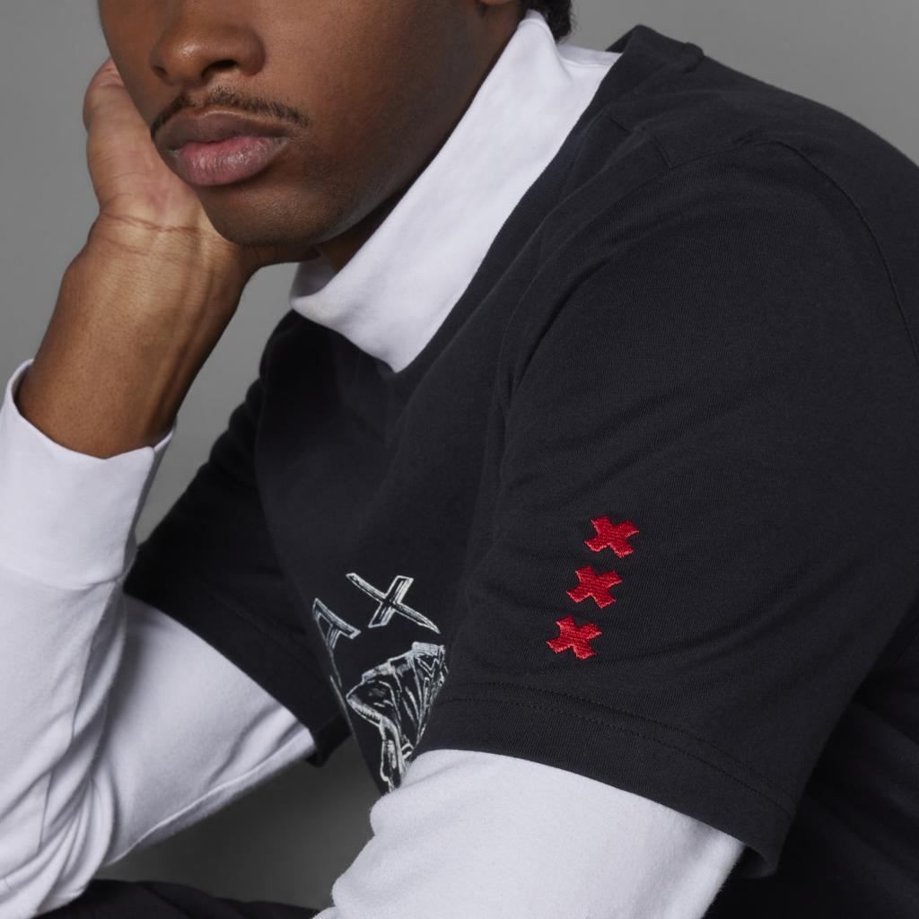 Adidas Originals Ajax Amsterdam OG Graphic Print Football Casual Culture Sport Short Sleeve T-Shirt Men Tops Black IN4721