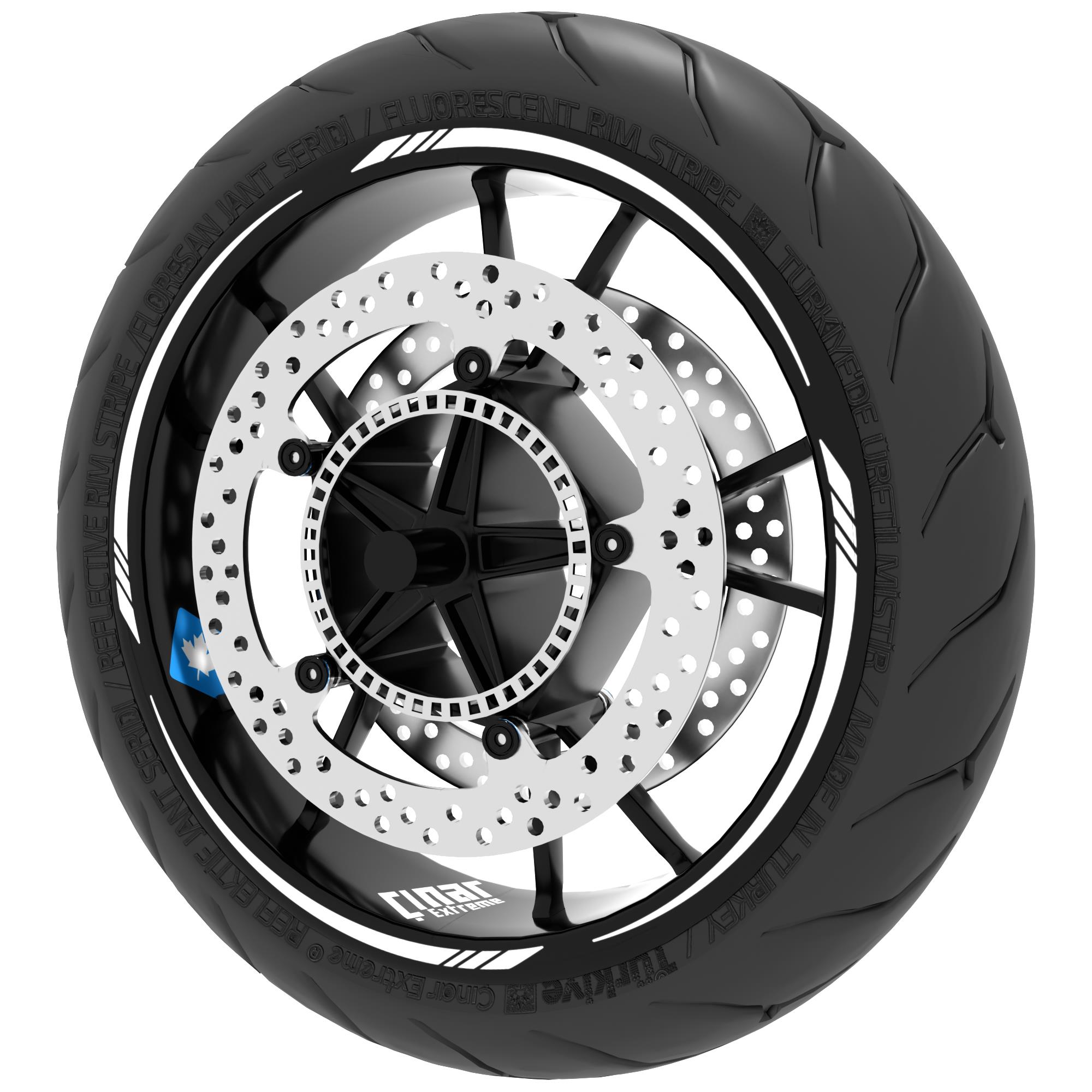 

Флуоресцентная белая острая ободная лента с полосками для колес Наклейка Наклейка CinarExtreme