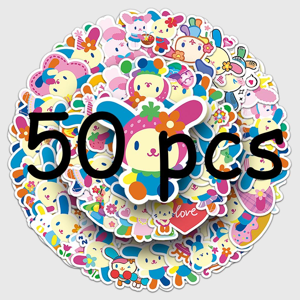 Sanrio Animation Design Floral Bunny Usahana Decals, Little Mochi Design Decals for Stationery and Phone Decoration