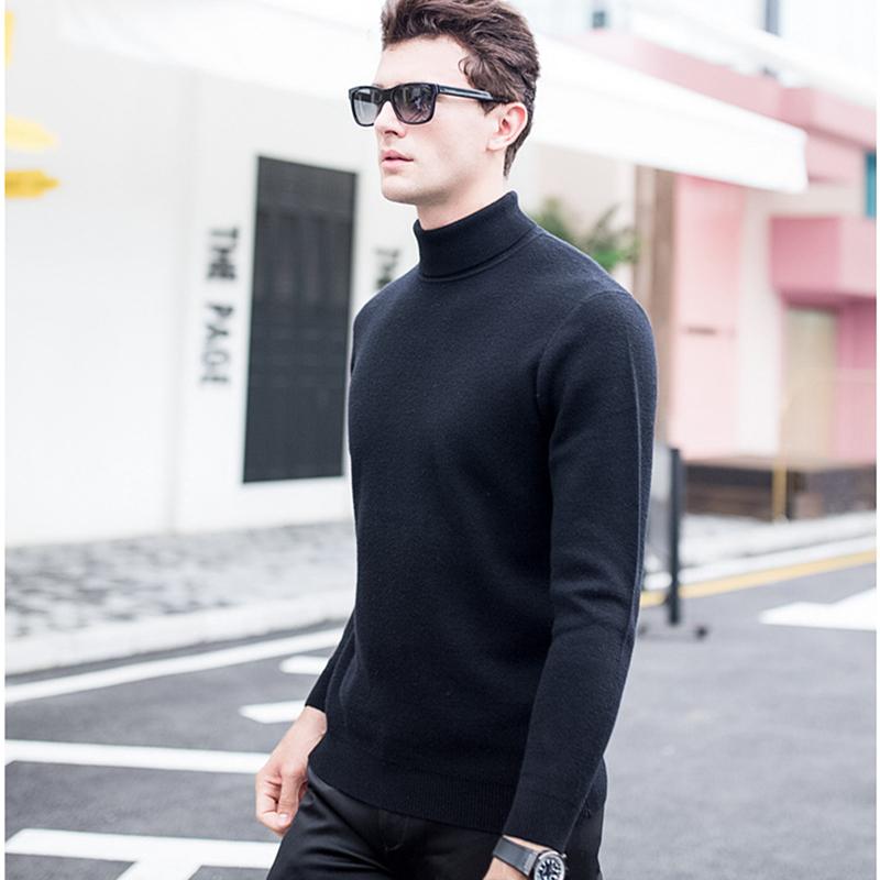 Men's Turtleneck Sweaters Keeps Warm Men Sweater Close-Fitting Man Pullover Youth Knitwear Tops for Male
