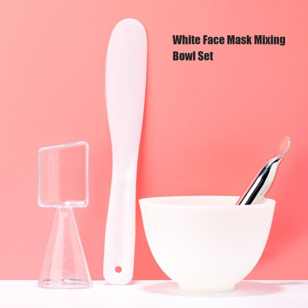 Face Mask Mixing Bowl Set Silicone Bowl Brushes Spatula Measuring Cup DIY Facial Grooming Mask Set Silver