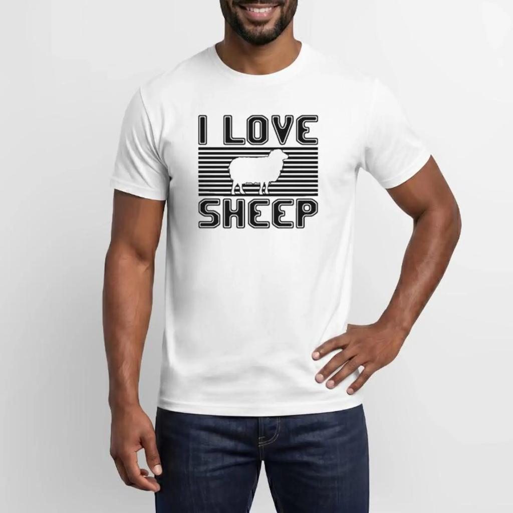 I Love Sheep Unisexs T Shirt Vintage Washed Soft Breathable Stretched Comfortable Designer Clothes Casual Top For Everyday Wear
