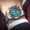 POEDAGAR Fashion Luxury Men Watch Automatic Date Week Man Wristwatch Hollow Tourbillon Mechanical Stainless Steel Men's Watches